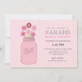 Pink Mason Jar Blume Brautparty Party Einladung (Vorderseite)