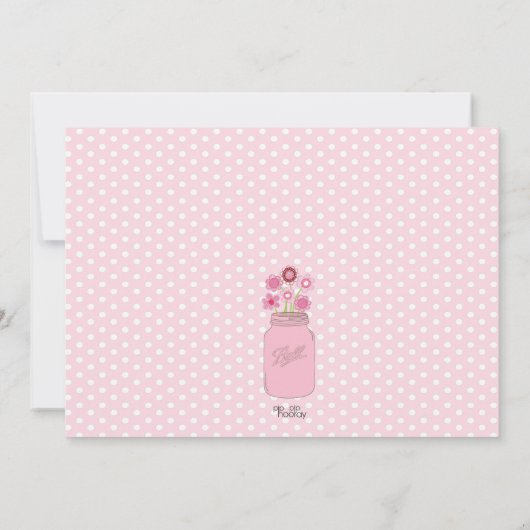Pink Mason Jar Blume Brautparty Party Einladung (Rückseite)