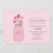 Pink Mason Jar Blume Brautparty Party Einladung (Vorne/Hinten)