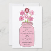 Pink Mason Jar Blume Hochzeit Einladung (Vorderseite)