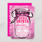 Pink Mason Jar Bridal Dusche Einladungen (Vorne/Hinten)