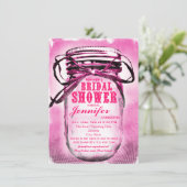 Pink Mason Jar Bridal Dusche Einladungen (Stehend Vorderseite)