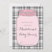 Pink Mason Jar Custom Baby Dusche Einladungen (Vorderseite)