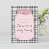 Pink Mason Jar Custom Baby Dusche Einladungen (Stehend Vorderseite)