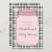 Pink Mason Jar Custom Baby Dusche Einladungen (Vorne/Hinten)