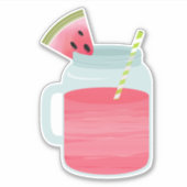 Pink Mason Jar Watermelon Lemonade Drink Aufkleber (Vorderseite)