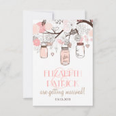 Pink Mason Jars und Love Birds UAWG Wedite Einladu RSVP Karte (Rückseite)