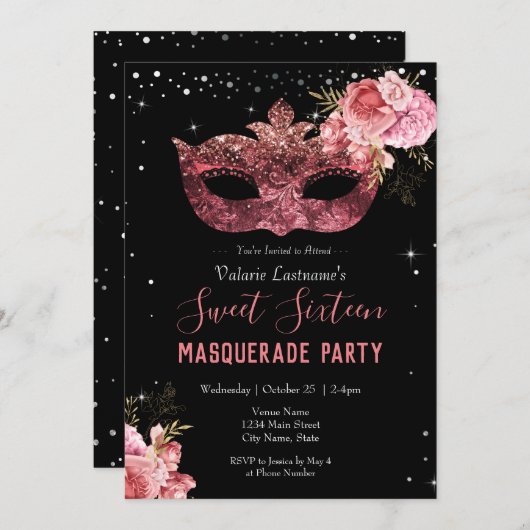 Pink Masquerade 16 . Geburtstag (Vorne/Hinten)