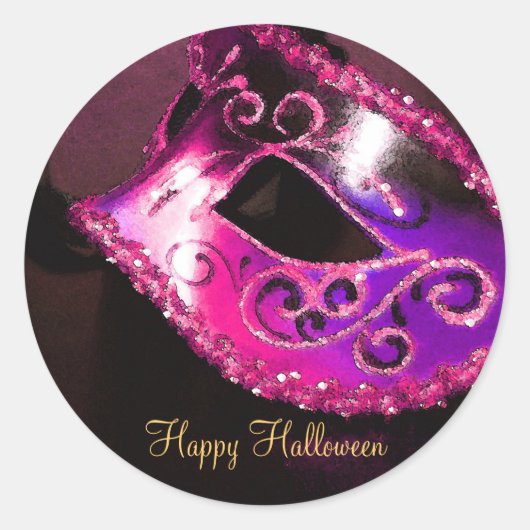 Pink Masquerade Halloween-Party Stickers (Vorderseite)