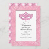 Pink Masquerade Quinceañera Einladung (Vorne/Hinten)