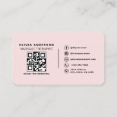 Pink Massage Therapy Loyalty Card with QR Code Visitenkarte (Rückseite)