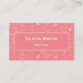 Pink Math Tutor Lehrer Formel Muster Visitenkarte (Vorderseite)