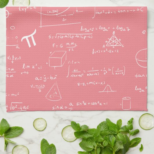 Pink Mathematics Pattern Geschirrtuch (Gefaltet)