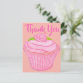 Pink Mattiert Cupcake Danke Karte (Stehend Vorderseite)