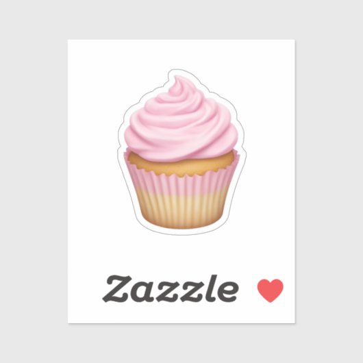 Pink Mattiert Cupcake Emoji Aufkleber (Blatt)