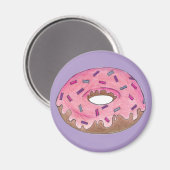 Pink Mattiert Donut Doughnut Sprinkles Junk Food Magnet (Vorderseite/Rückseite)