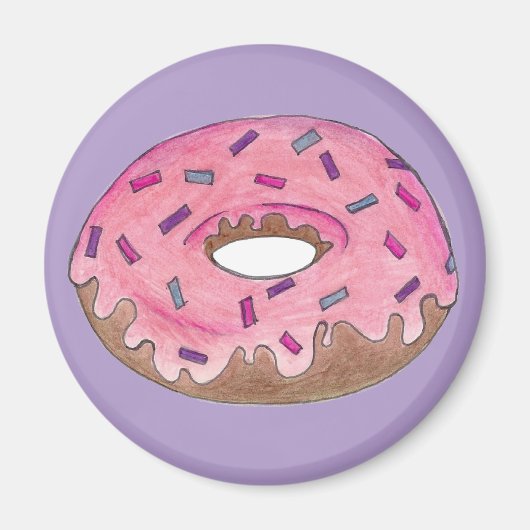 Pink Mattiert Donut Doughnut Sprinkles Junk Food Magnet (Vorne)