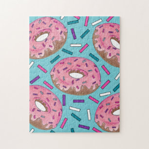 Pink Mattiert Donut Doughnut Sprinkles Junk Food Puzzle