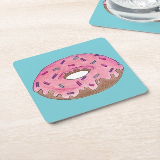 Pink Mattiert Donut Sprinkles Doughnut Junk Food Rechteckiger Pappuntersetzer (angewinkelt)
