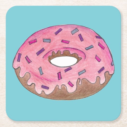 Pink Mattiert Donut Sprinkles Doughnut Junk Food Rechteckiger Pappuntersetzer (Vorderseite)