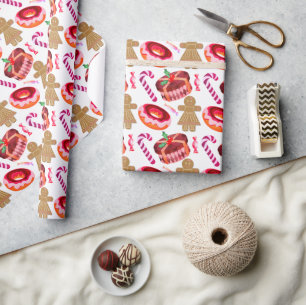 Pink Mattiert Donuts Lebkuchen Girls Candy Canes Geschenkpapier