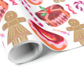 Pink Mattiert Donuts Lebkuchen Girls Candy Canes Geschenkpapier (Rolleneckpunkt)