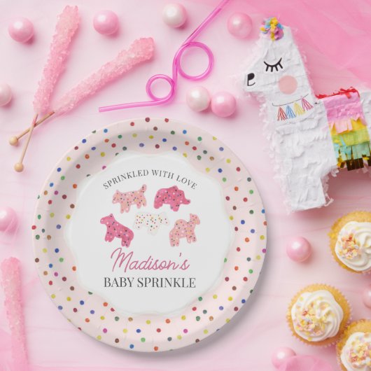 Pink Mattierte Tierkochen Baby Sprinkle Pappteller (Party)