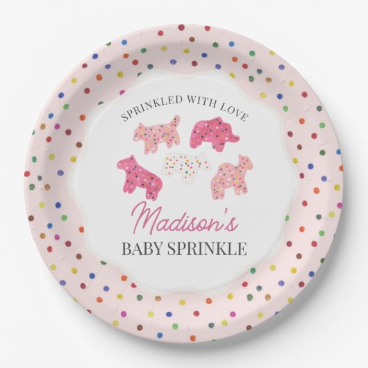 Pink Mattierte Tierkochen Baby Sprinkle Pappteller (Vorderseite)