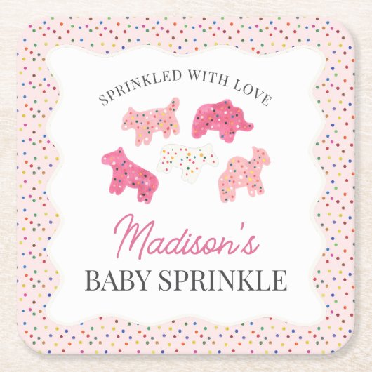 Pink Mattierte Tierkochen Baby Sprinkle Rechteckiger Pappuntersetzer (Vorderseite)