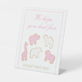 Pink Mattiertes Tier Cookie nehmen Sie ein Gastges Sockelschild (Vorderseite)