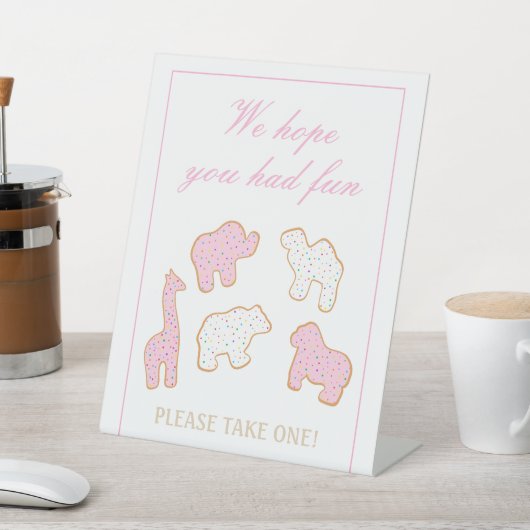 Pink Mattiertes Tier Cookie nehmen Sie ein Gastges Sockelschild (In SItu)