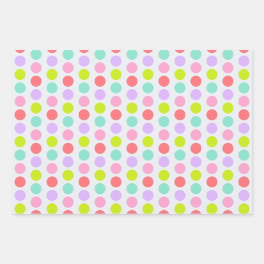 Pink Mauve and Blue Stripes and Polka Dots Geschenkpapier Set (Vorderseite 2)