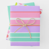 Pink Mauve and Blue Stripes and Polka Dots Geschenkpapier Set (Beispiel)
