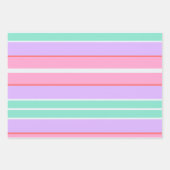 Pink Mauve and Blue Stripes and Polka Dots Geschenkpapier Set (Vorderseite)