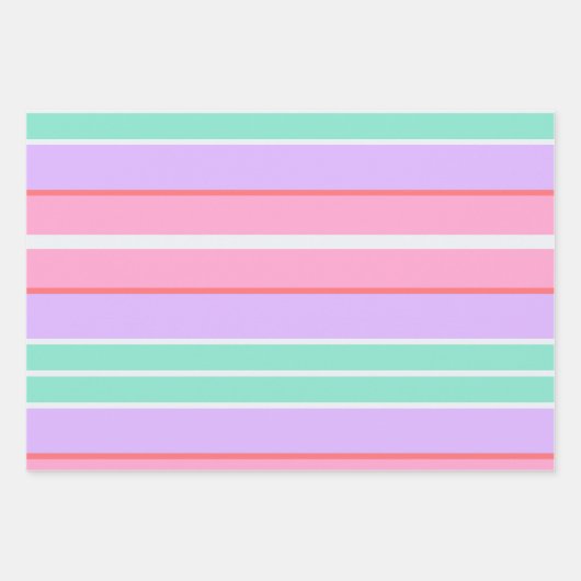 Pink Mauve and Blue Stripes and Polka Dots Geschenkpapier Set (Vorderseite)