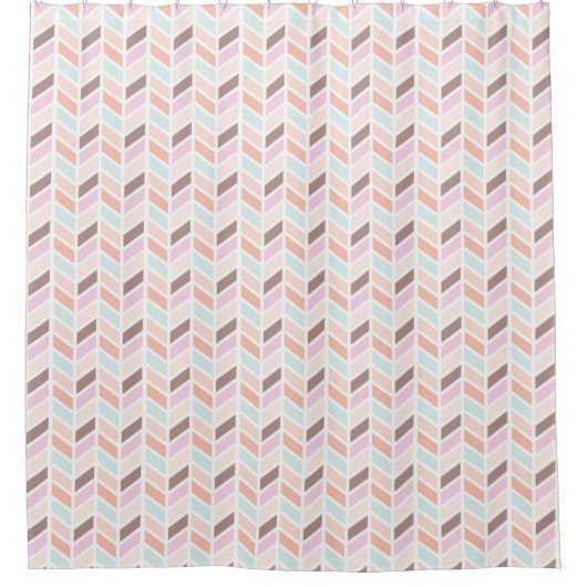Pink, Mauve, Blue Herringbone-Design Duschvorhang (Vorderseite)