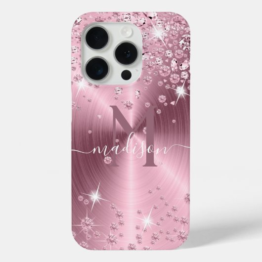 Pink Mauve Diamonds - Personalisiert Case-Mate iPhone Hülle (Rückseite)