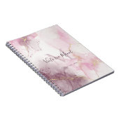 Pink Mauve Gold Vein Marbella Script Foto Notizblock (Rechte Seite)