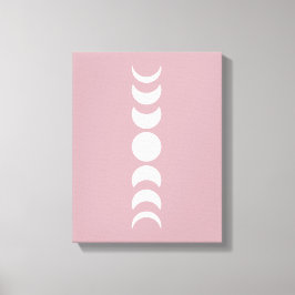 Pink/Mauve Minimalistisch Moon Phase Wall Art Lein Leinwanddruck