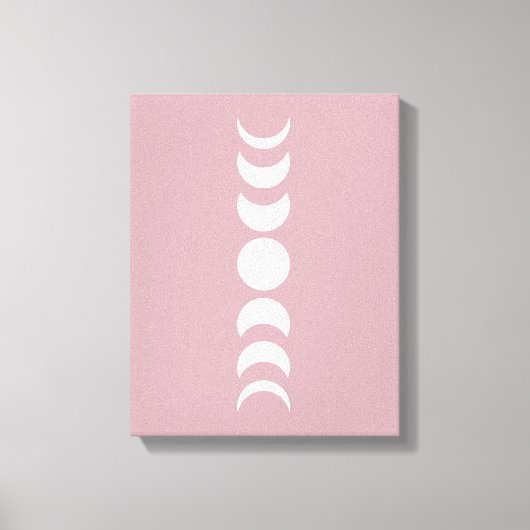 Pink/Mauve Minimalistisch Moon Phase Wall Art Lein Leinwanddruck (Vorderseite)
