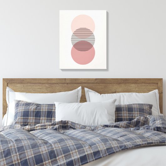 Pink & Mauve Minimum Circle Wall Art Canvas Leinwanddruck (Insitu (Schlafzimmer))