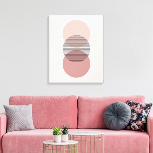 Pink & Mauve Minimum Circle Wall Art Canvas Leinwanddruck (Insitu (Wohnzimmer))