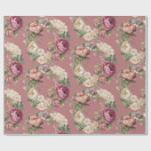Pink Mauve Peony Floral Wreath Brautparty Geschenkpapier (Flach)