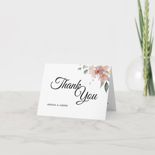 Pink Mauve Vintag Floral Wedding Danke Karte (Vorderseite)