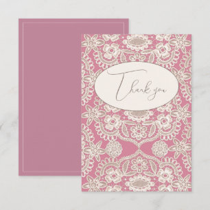 Pink Mauve Vintag Lace Flat Danke Karte