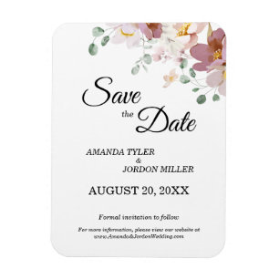 Pink Mauve Vintage Blumenhochzeit Sichern Sie das  Magnet