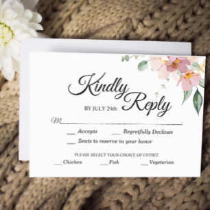 Pink Mauve Vintage Blumenmahlzeit RSVP Karte