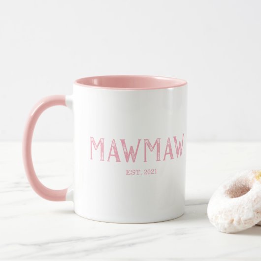 Pink MawMaw Jahr etabliert Tasse (Mit Donut)