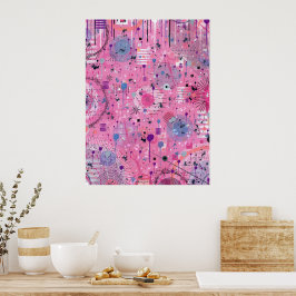 Pink Maximalist Abstract Art  Poster