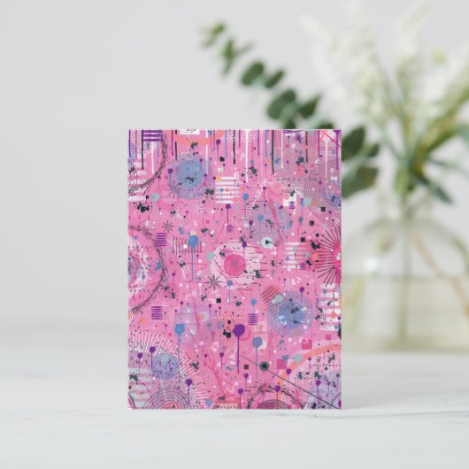 Pink Maximalist Abstract Art  Postkarte (Stehend Vorderseite)